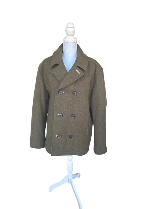 St. John's Bay Other - Vintage 90s St. Johns Bay Olive Green Wool Blend Peacoat XL Classic Double Breas
